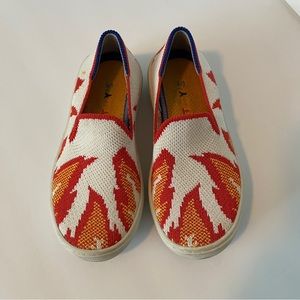 Rothy's Kid White Flames Sneakers Slip On Shoe Size 10